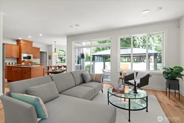 Adjoining living areas feel spacious and open, and create easy of flow
