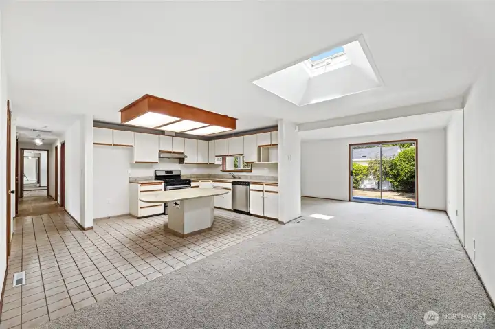 DINING ROOM   Skylight / Carpeted  Pantry /utility closet with bifold doors
