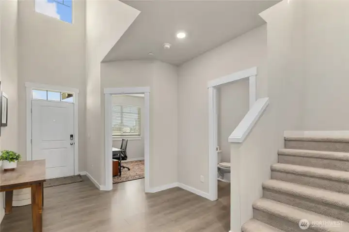 Vaulted ceilings in entryway