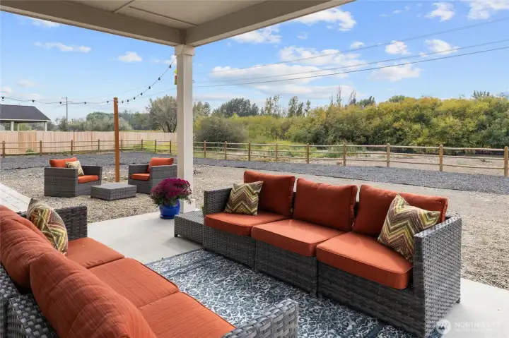 Expansive covered outdoor living space