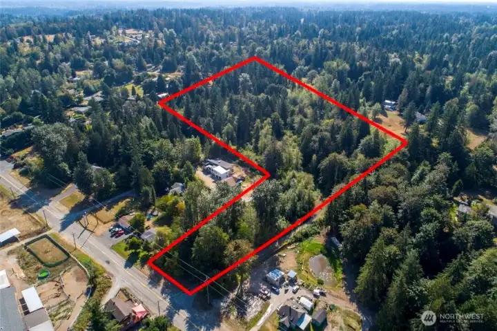 Another aerial view of this beautiful parcel.  Commercial grade timber is available for harvest by owner.  This lot is perfect for estate sized home, and perfectly located for the commuter with easy access to freeways, SeaTac airport, retail and business hubs.
