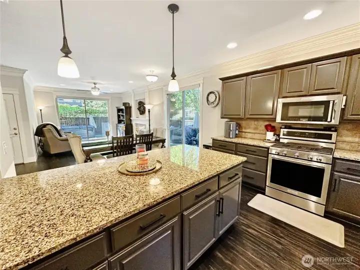 Large island offers lots of storage and is the ideal place to gather.  Open to dining and great room, perfect for entertaining.