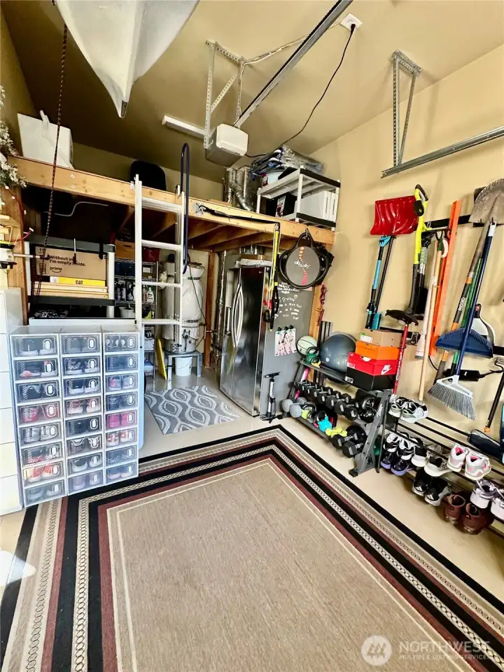 Storage loft in garage.