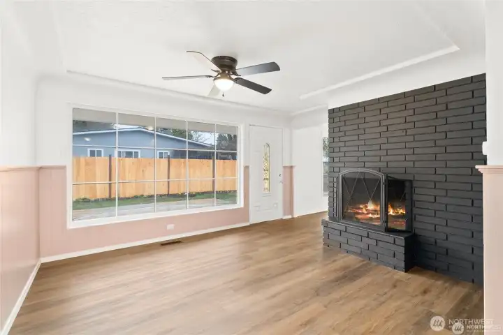 Very large dining room with fireplace could be second living flex space