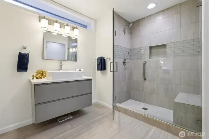 Updated bathroom with a modern touch