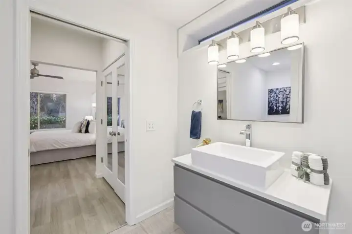 New lighting, new flooring and trim, painted and ready for a new owner