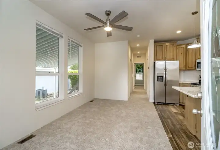 Living room off kitchen
