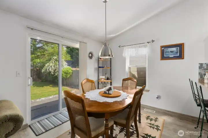 Dining room with sliding door