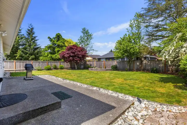 Cement patio with outdoor gas line for BBQ or a firepit