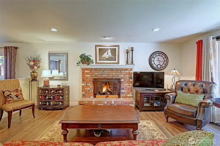 A toasty wood burning fireplace~