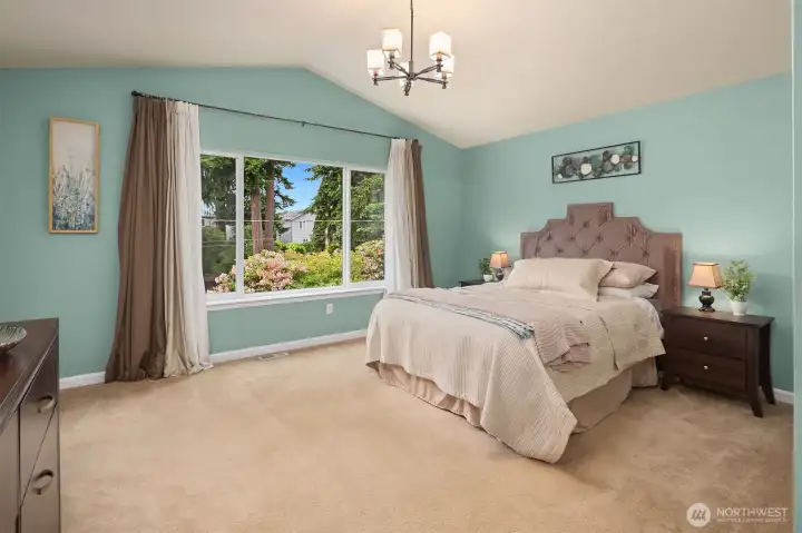Spacious primary suite is comfortable and a great escape for getting the rest needed to recharge your batteries. Spacious primary suite is comfortable and a great escape for getting the rest needed to recharge your batteries.
