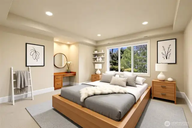 Bedroom on lower level-virtually staged