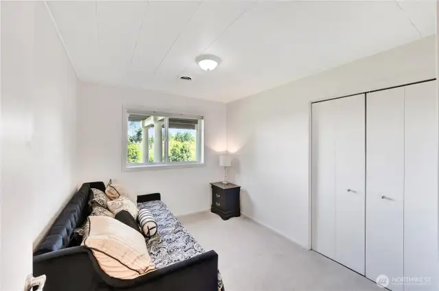 Lower level second guest room located directly accross the hall from the huge remodeled bathrrom.