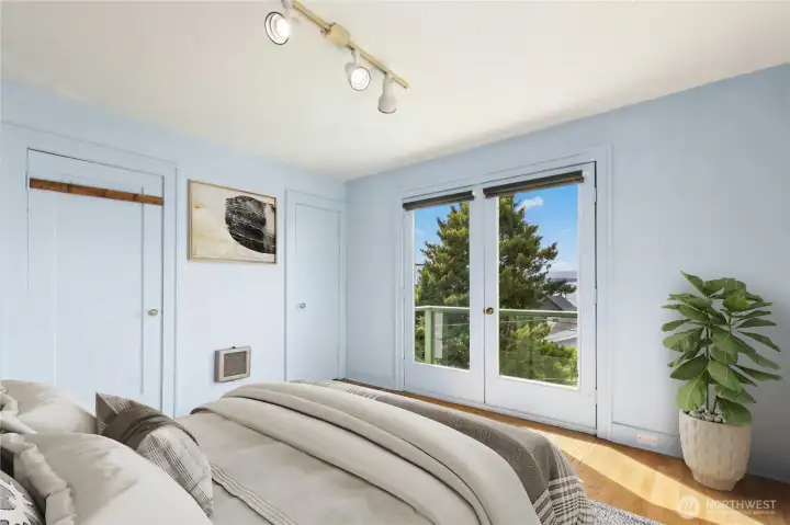 Primary bedroom with westerly views