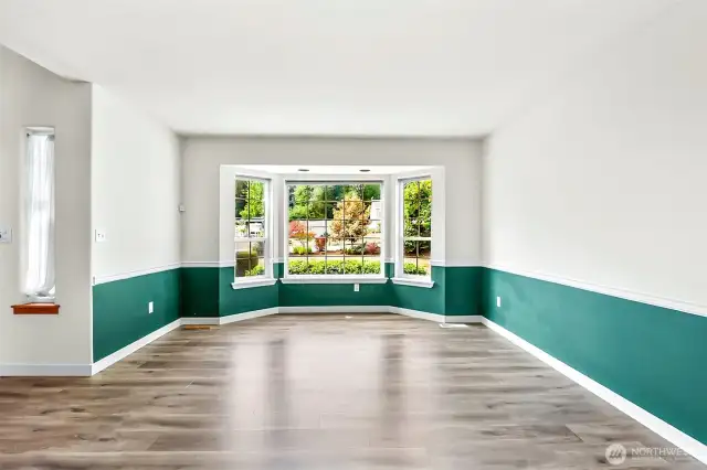Living room with large bay window