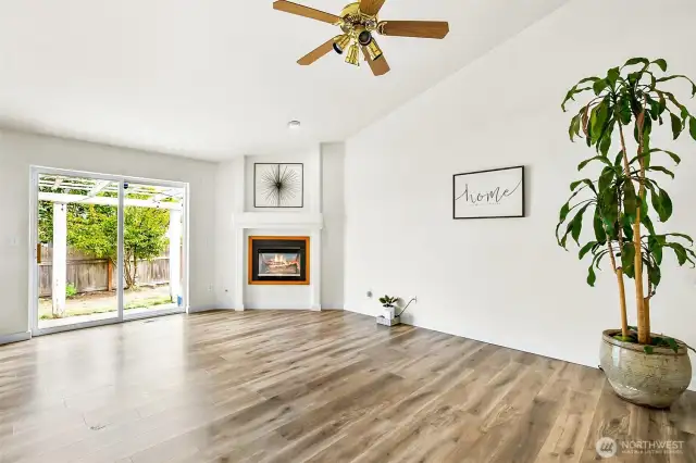 Another view of the family room with LVP flooring