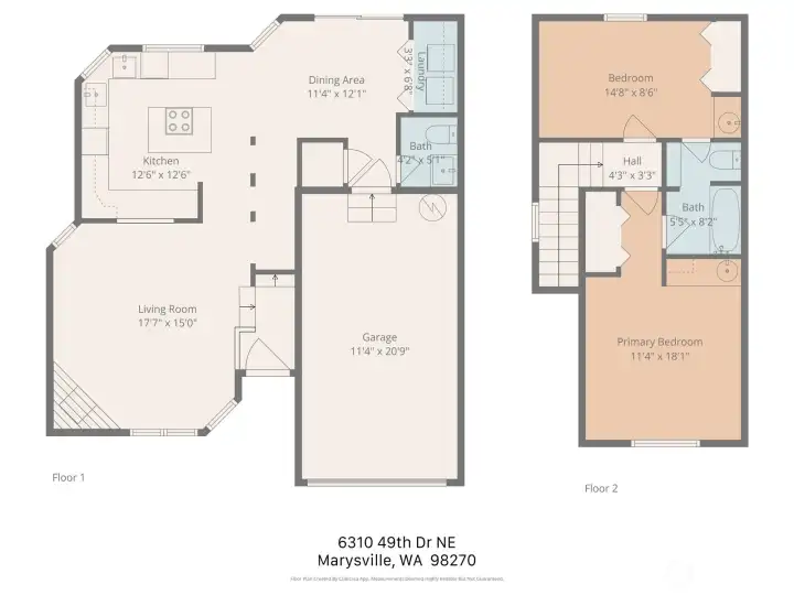 Floor plan of 6310. 6312 is a mirror image.