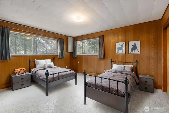 Staged view of the 4th bedroom located on the lower level.