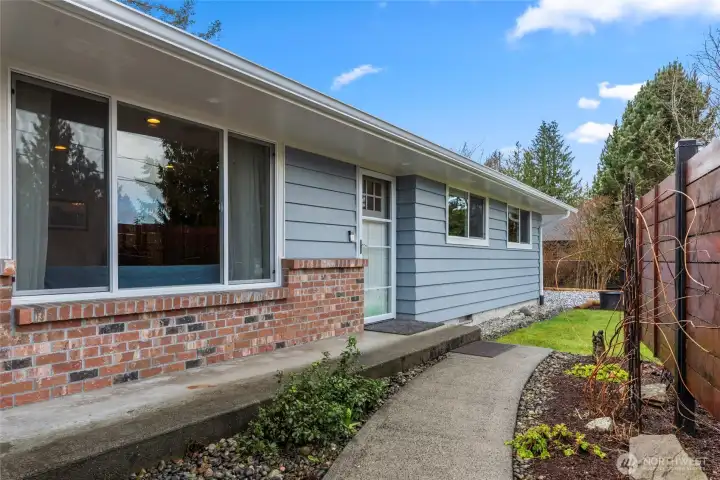 Privacy fence in front yard.