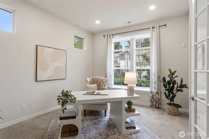 Spacious office with french doors