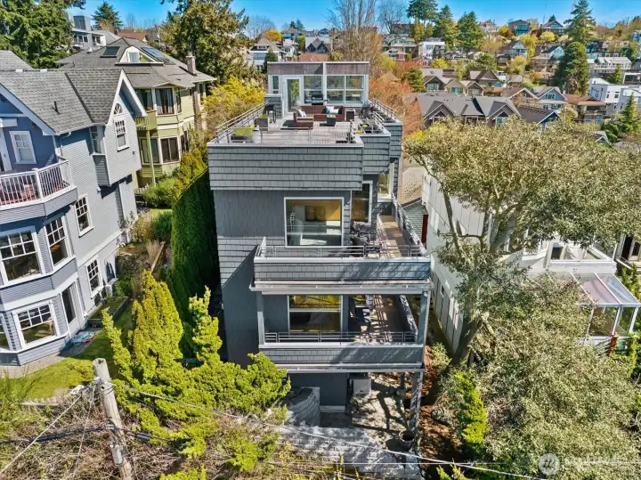 Balconies on the westside of the home