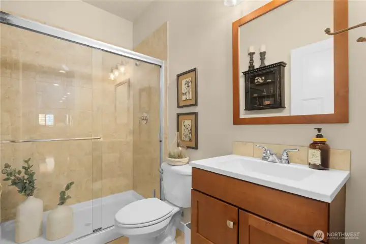 Bathroom down the hall on the first floor.