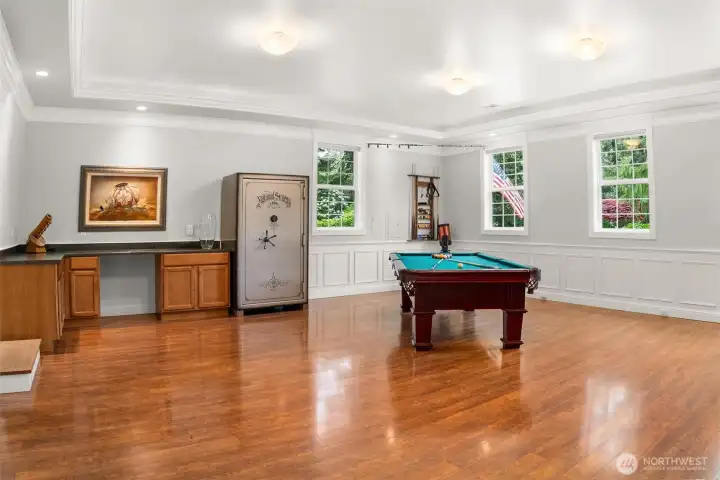 What will you do with this massive bonus space?! Game room? Gym? Guest quarters? Countless options for this space with more of that gorgeous custom crown and trim. Like the rest of the home, this room also has radiant floor heat and central A/C.