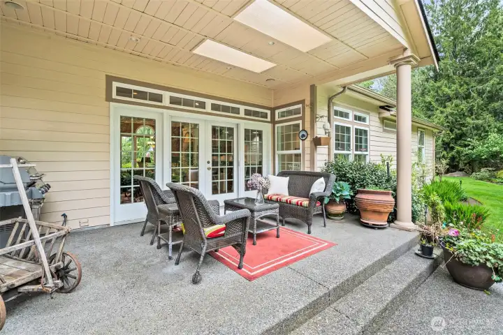 Another look at your covered patio, accessed via French doors from the great room.