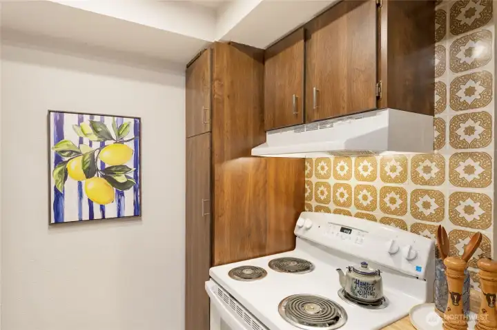 You can be the first cook to use this electric range and hood.