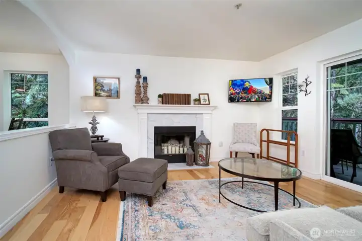 Marble surround fireplace with elegant mantel.