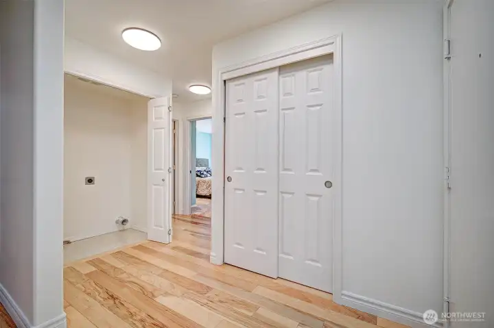 Utility closet with hookups for your washer and dryer.