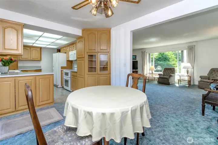 Diningroom with Hardwood floors under carpet