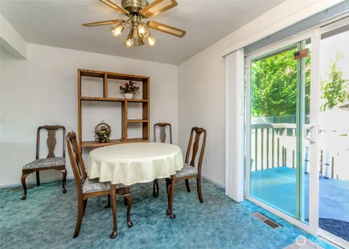Diningroom with Hardwood floors under carpet