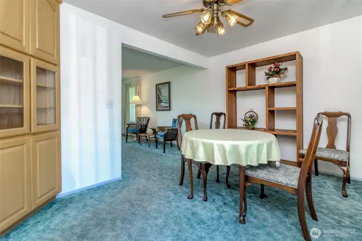 Diningroom with Hardwood floors under carpet