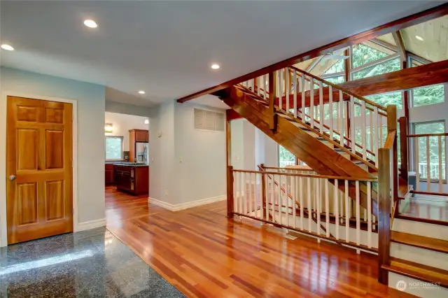 Hardwood Brazilian Cherry Flooring throughout main floor.