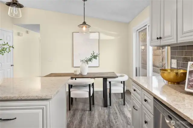 Whether grabbing a quick bite at your kitchen island or enjoying a sit down meal, this open concept home allows for either.