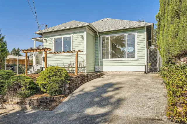 Seward Park Bungalow perched above street for added privacy.