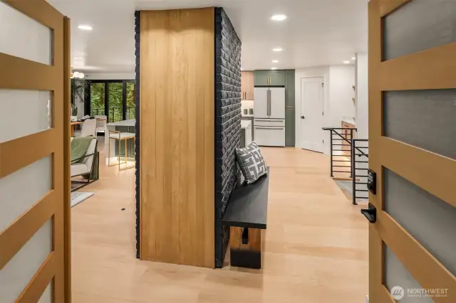 Double custom solid plank front doors