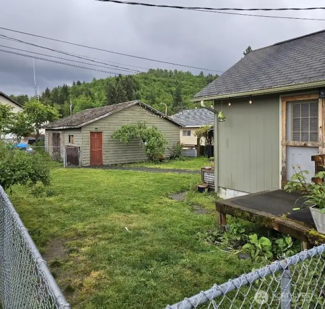 Garage in background