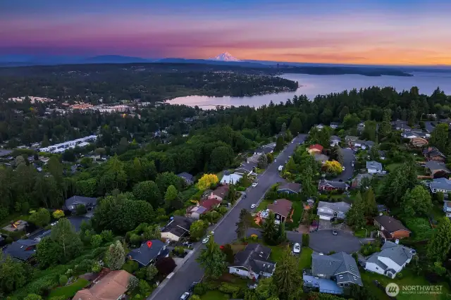 Situated in Panorama Estates on Finn Hill in Kirkland, this home has easy access to the 405, Seattle and tech hub.