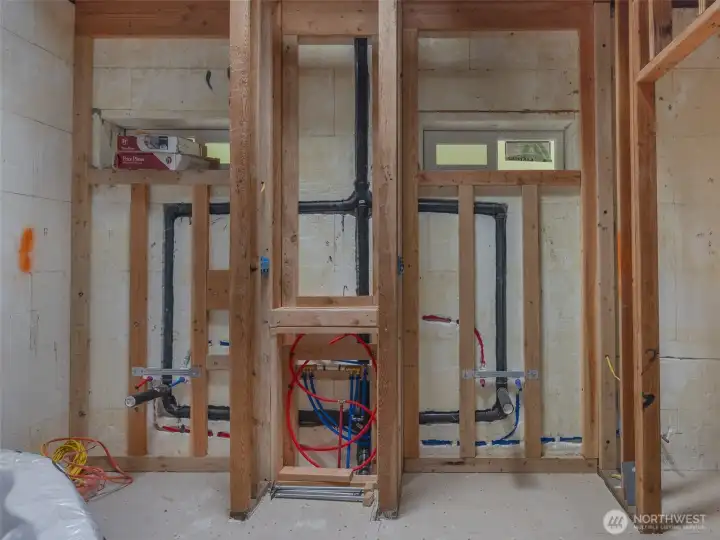 Master bath ready for two vanities.
