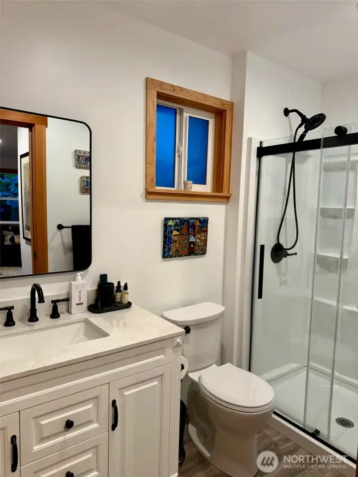 3/4 bathroom on main floor of the guest house