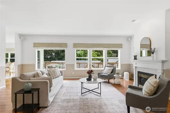 A wall of windows invites the light in!