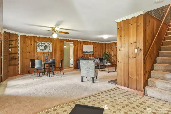 Family room with fireplace