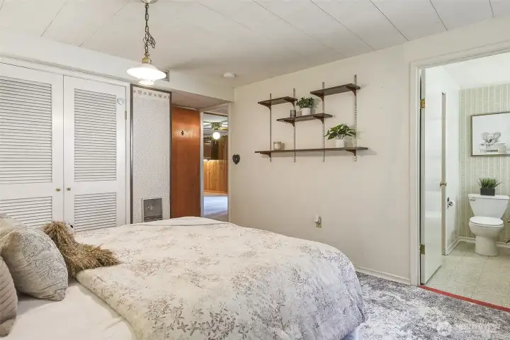 Lower bedroom with access to bathroom