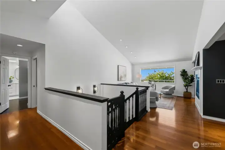 Head downstairs to the lower level, which lives like a private extension of the home. Head downstairs to the lower level, which lives like a private extension of the home.