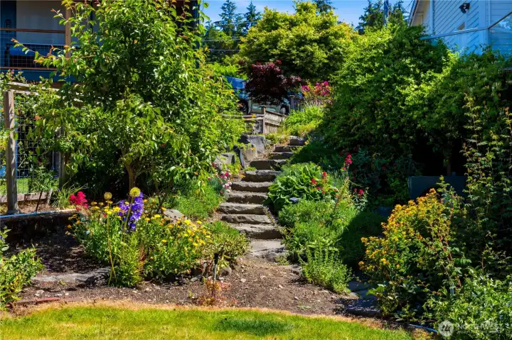 This private backyard retreat offers beauty, productivity, and peaceful outdoor living. This private backyard retreat offers beauty, productivity, and peaceful outdoor living.