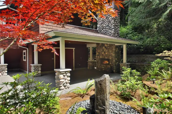 Outdoor patio with fireplace Outdoor patio with fireplace