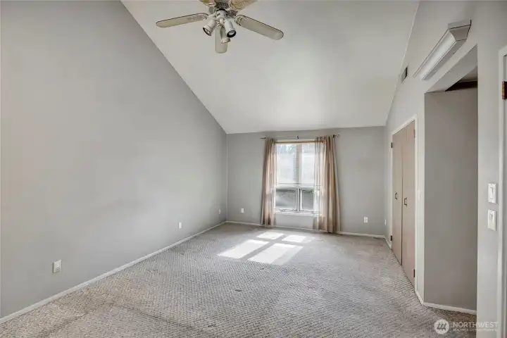 Primary with two closets and vaulted ceiling Primary with two closets and vaulted ceiling