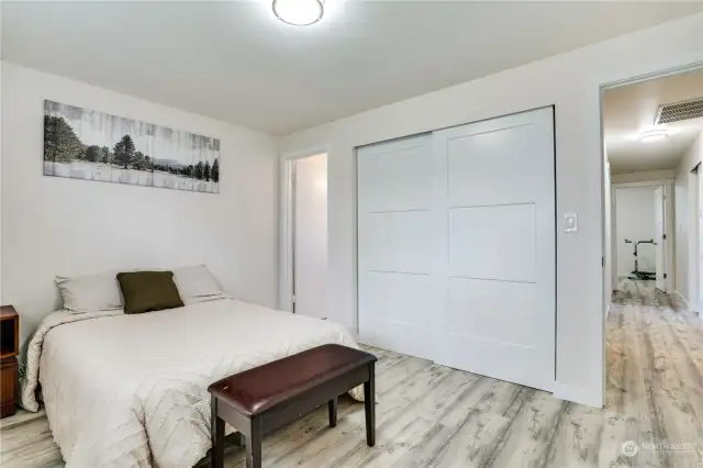 Newer doors and millwork, including closets, throughout the home add to the refreshed and modern style.